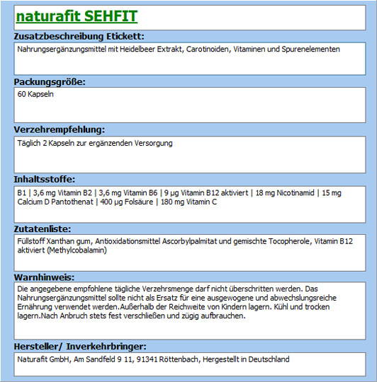 NATURAFIT Sehfit Kapseln