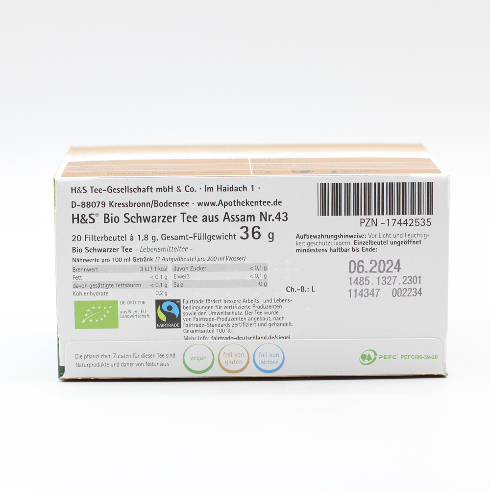 H&S Bio Schwarzer Tee aus Assam Filterbeutel