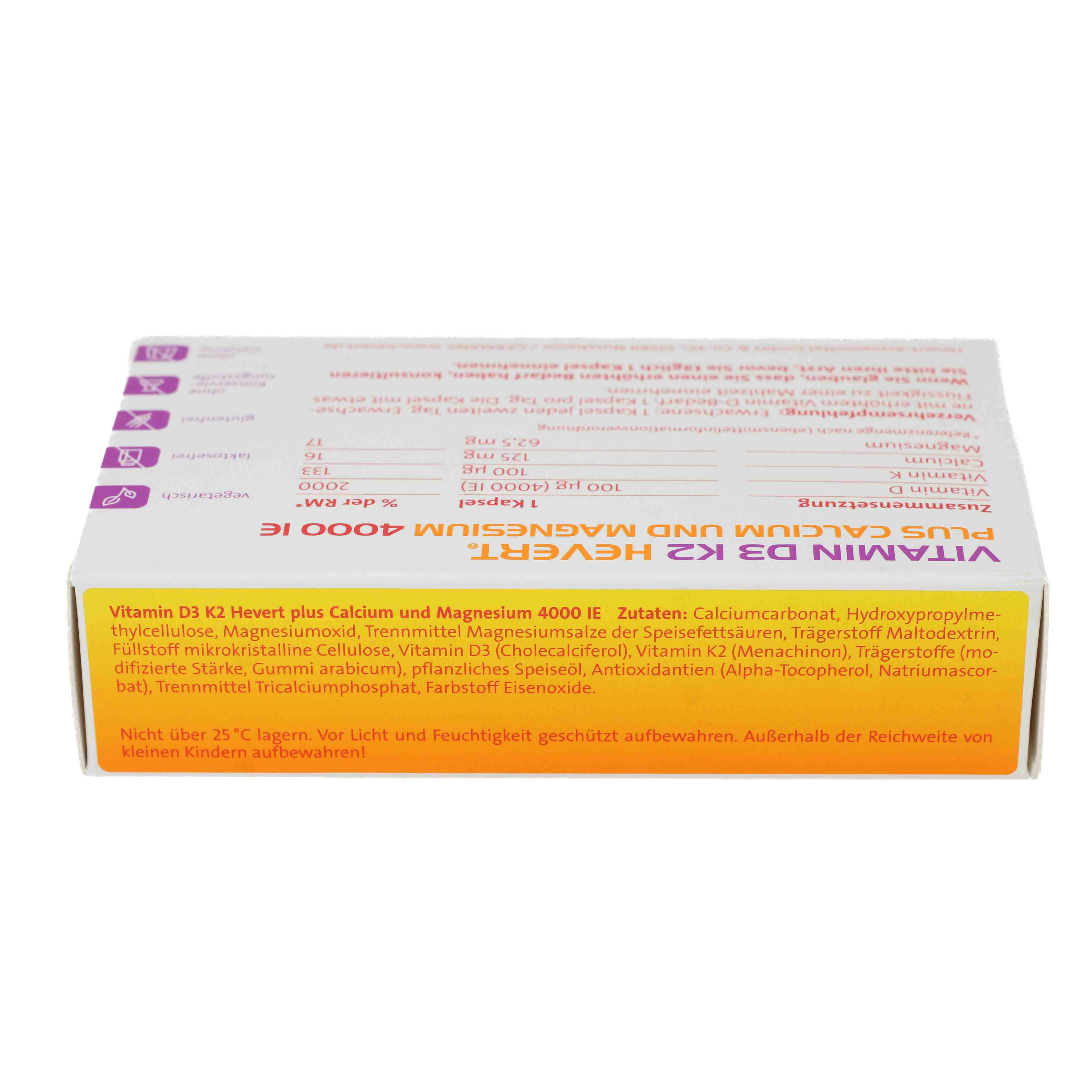 VITAMIN D3 K2 Hevert+Calcium u.Magnes.4000 IE Kps.