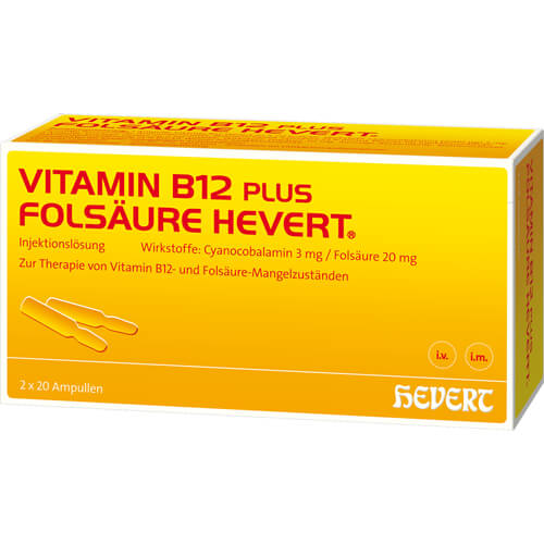 VITAMIN B12 PLUS Folsäure Hevert a 2 ml Ampullen