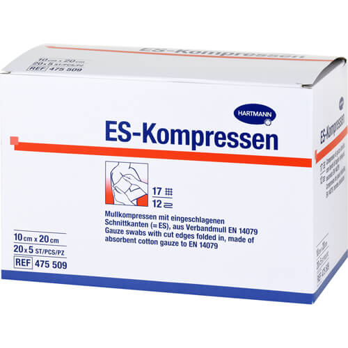 ES-KOMPRESSEN steril 10x20 cm 12fach Großpackung
