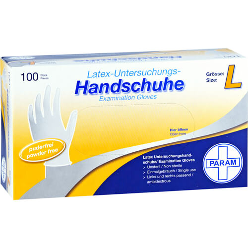 HANDSCHUHE Einmal Latex puderfrei L